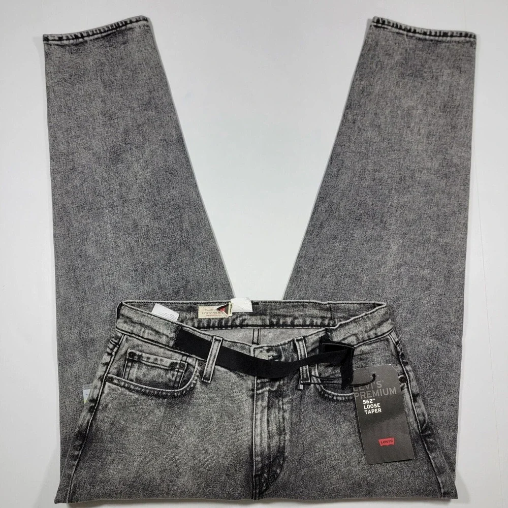 Levi's PREMIUM 562 Men's Denim Jeans Acid Wash Gray‎ Loose Taper Size 29x29 NEW